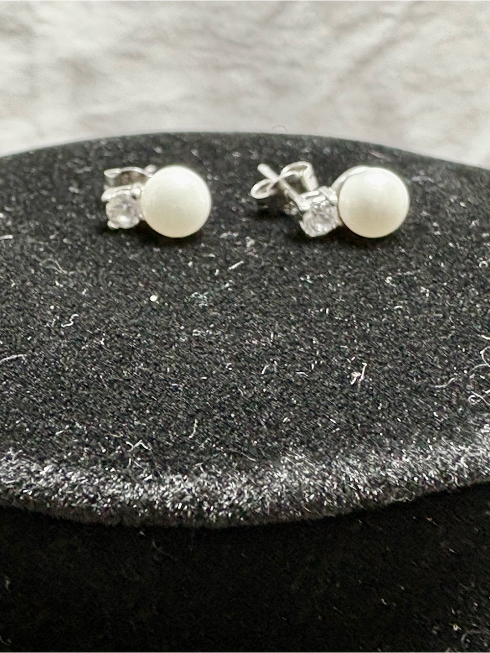 Genuine Classic Pearl Sterling Cubic Zirconia Drop Stud Earrings Dainty Chic - Picture 6 of 9